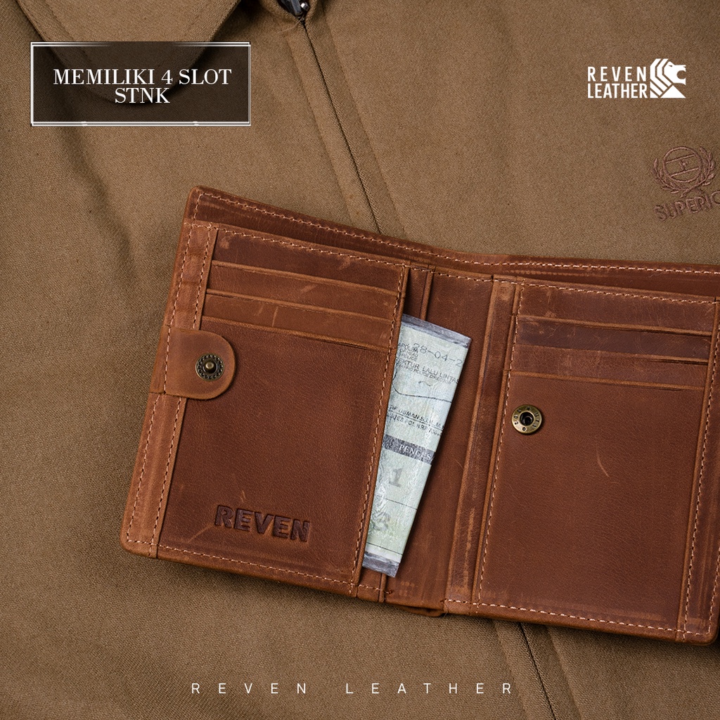 REVEN LEATHER - Aslan wallet dompet pria kulit asli model lipat tanggung