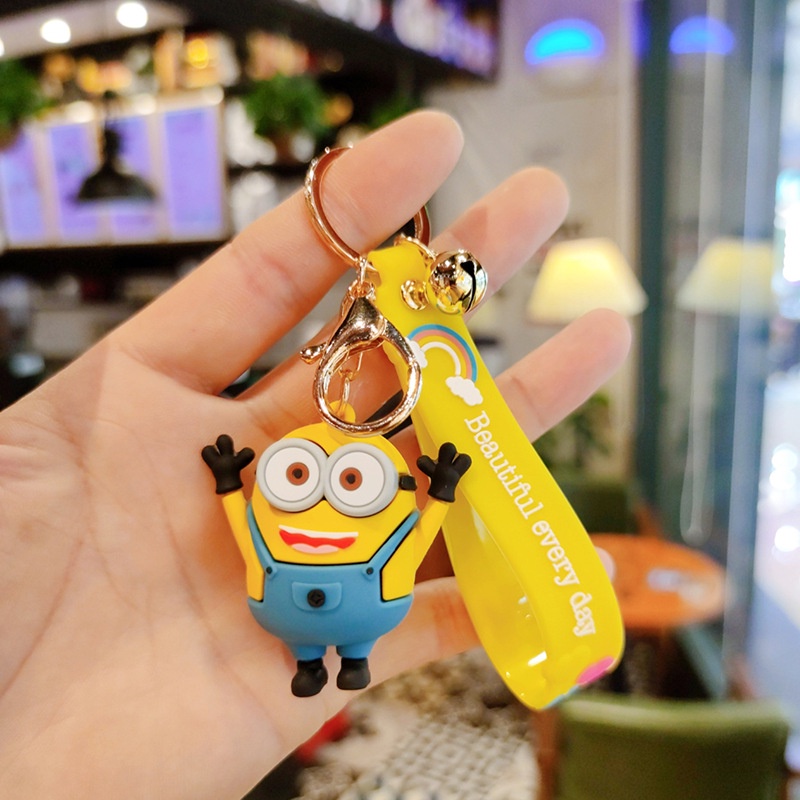 Gantungan Kunci Bentuk Kartun Minion Warna Kuning Untuk Aksesoris Tas Pria / Wanita