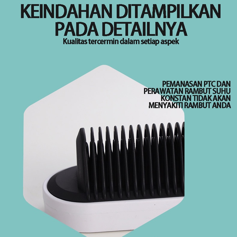 Catok Sisir Pelurus Rambut Hair Straightener Curler 2 in 1 catokan sisir listrik / Sisir Rambut Lurus Ion Negatif