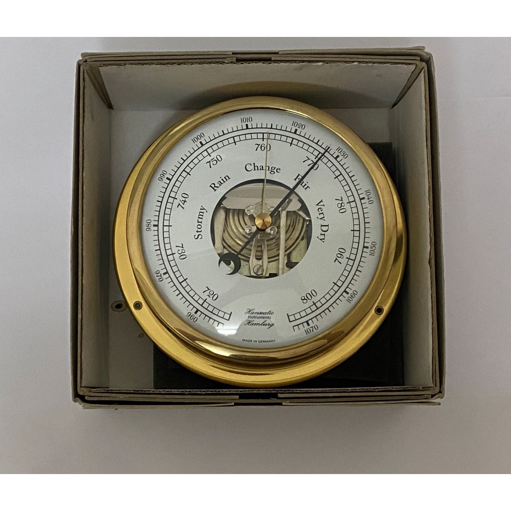 BAROMETER ANEROID MARINE USE - IMPA 370246 HANSEATIC ANEROID KAPAL 4,65&quot; MADE IN GERMANY PENGUKUR UKUR TEKANAN UDARA