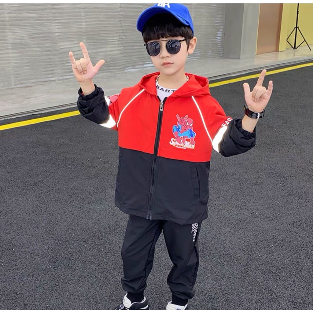 Promo !! Setelan anak import keren / setelan the fashion face spiderman ukuran 3-8tahun