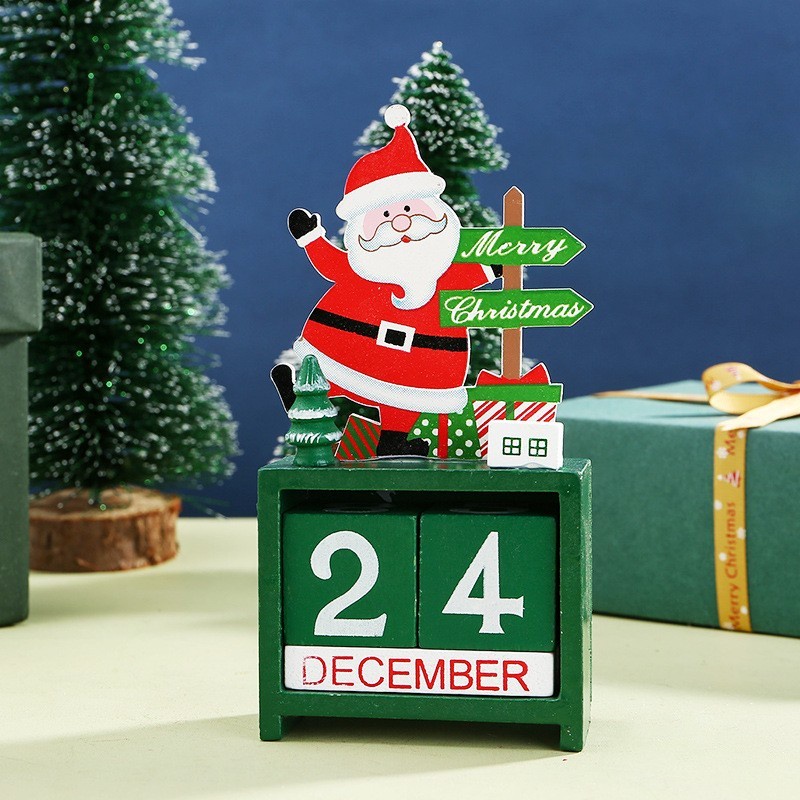 Kalender Kayu Ornamen Natal Lucu Dekorasi Kado Christmas Santa Snowman