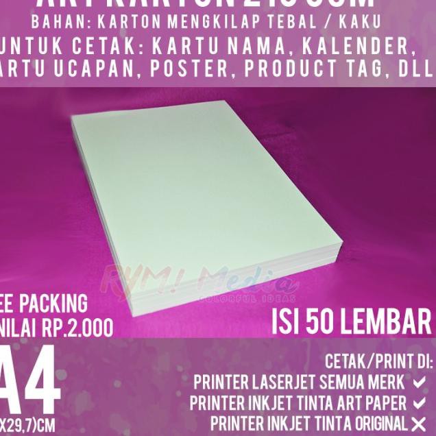 

Terjamin-156 Art Karton 210 gsm A4 isi 50 lbr / Kertas Carton Paper Glossy 210 gram