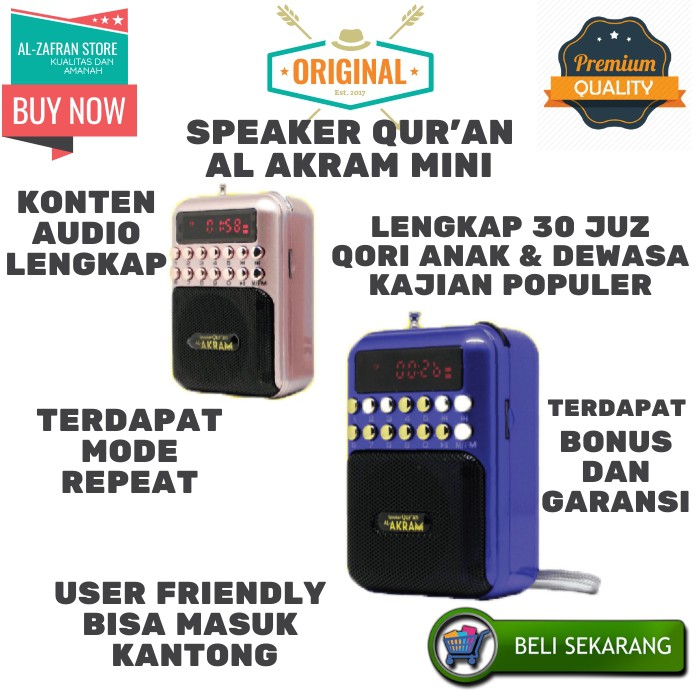 Speaker speker MUROTTAL alquran quran ANAK digital portable bluetooth  Al-Akram Mini praktis kecil