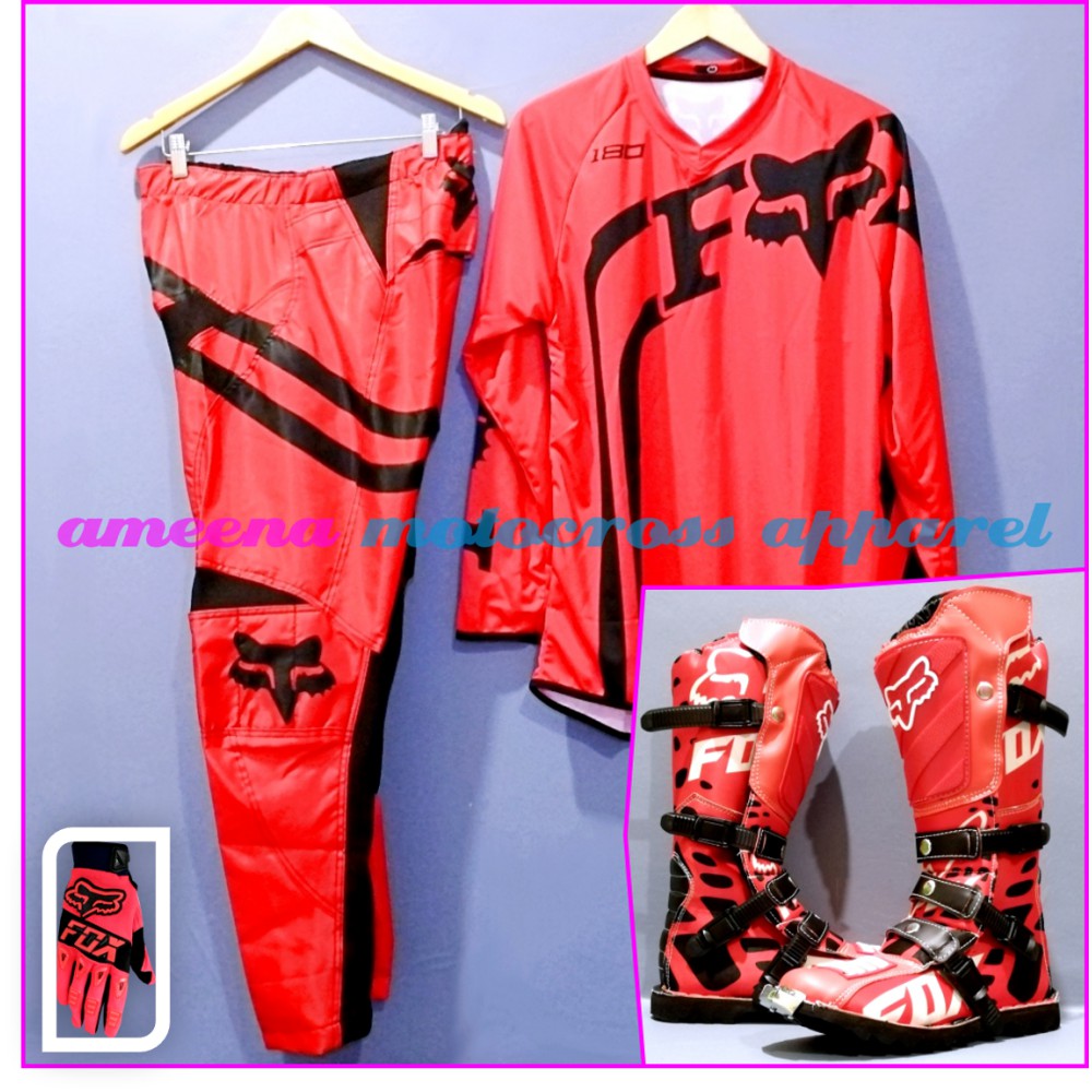 Jerseyset Cross, Sepatu Trail &amp; Sarung Tangan Motocross Fullset - JSG015A