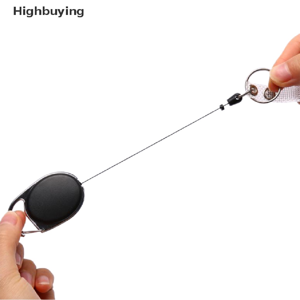 Hbid 1PC Gantungan Kunci Tali Kawat Baja Hitam Retractable 60cm Holder Kartu ID Glory