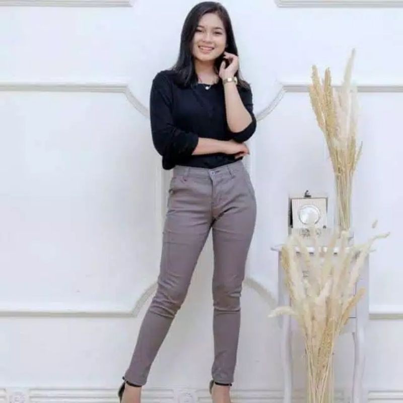 CELANA CHINO PREMIUM WANITA KATUN STRETCH SKINNY PENSIL uk.