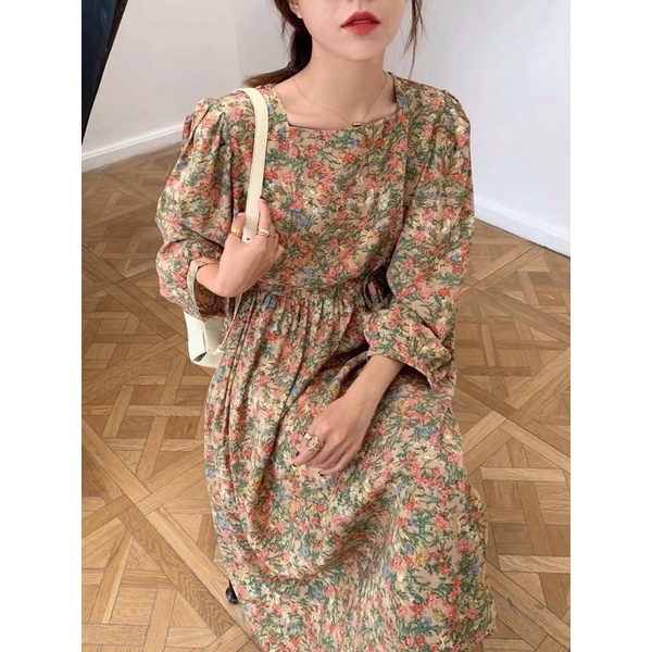 【Bisa Cod ✅ 】Korea Flower Dress A line Oversized M18