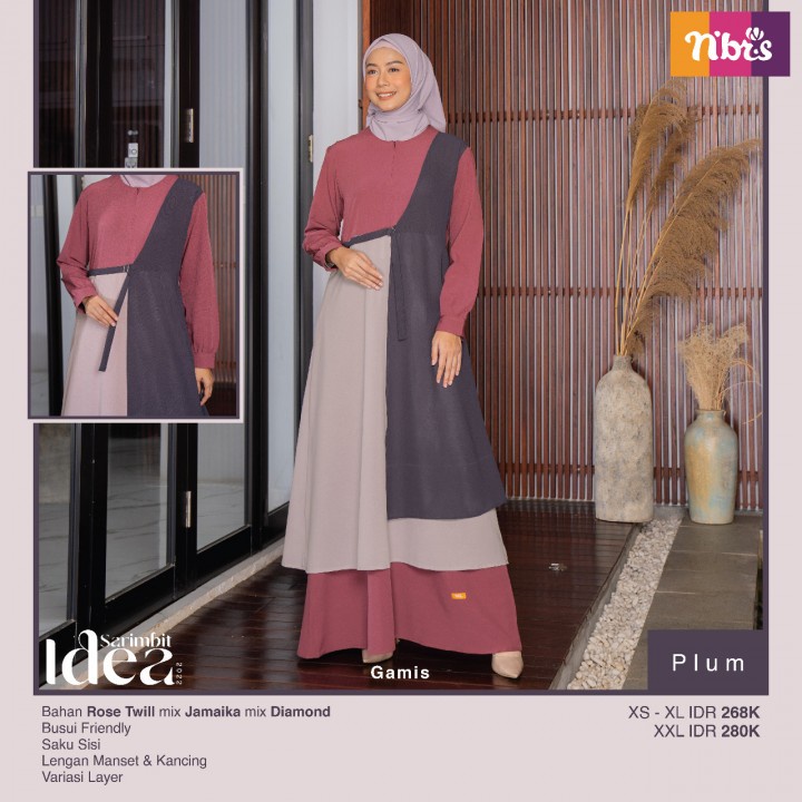 Nibras Gamis Dewasa Terbaru 2022, Nibras Gamis Idea Plum, Gamis Kondangan, Gamis Nibras Diskon, Gami