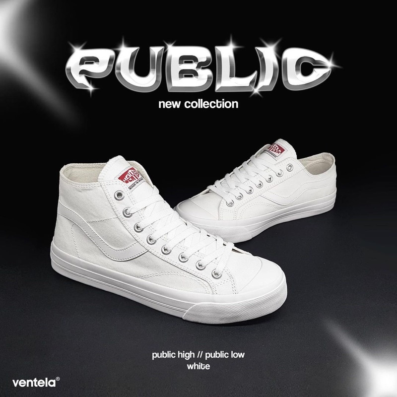 Ventela Public white low & high Original Sepatu ventella Public White low