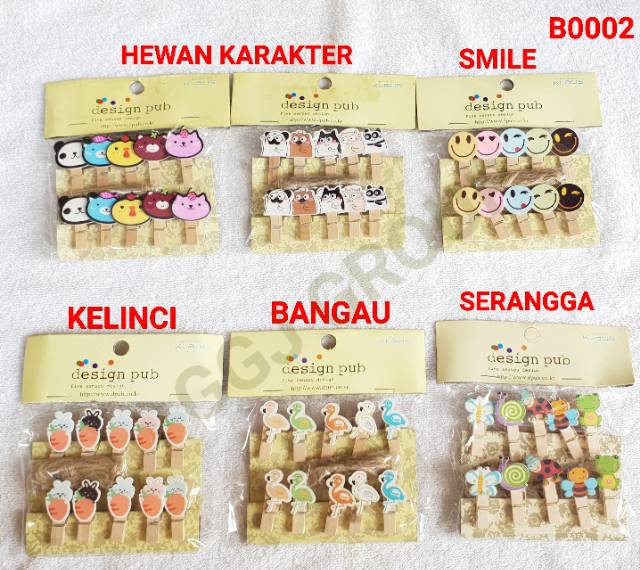 DC B ( B0002 ) 1 PAKET WOODEN CLIP PAPER PENJEPIT KAYU FREE TALI / TIDAK BISA MEMILIH