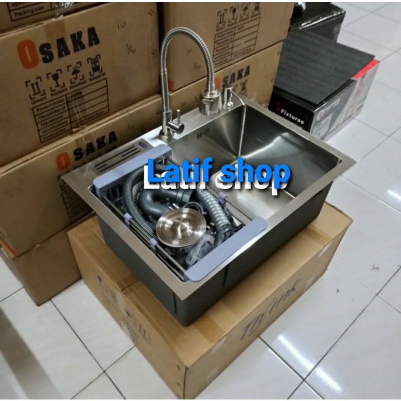 kitchen sink THSINK 6045 paket komplit kran flexibel. kitchen sink 6045 sus 304