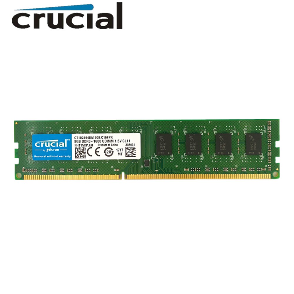 Crucial Memori RAM DDR3 / DDR3L 2GB / 4GB / 8GB 1066 / 1333 / 1600MHz DIMM Untuk Desktop