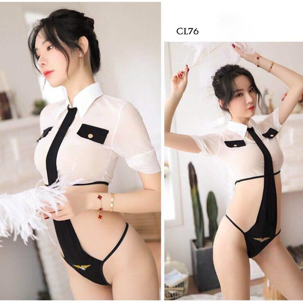 [PRODUK FAVORIT] BODYSUIT LINGERIE PILOT SEXY COSTUME COSPLAY POLISI PRAMUGARI SATPAM SEKSI CL76