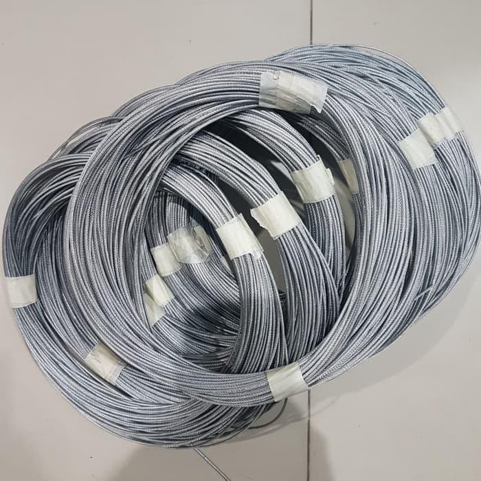 Tali Kawat Baja / Cable Kabel Seling / Sling Baja 2 MM / Anti Karat / Lapis PVC