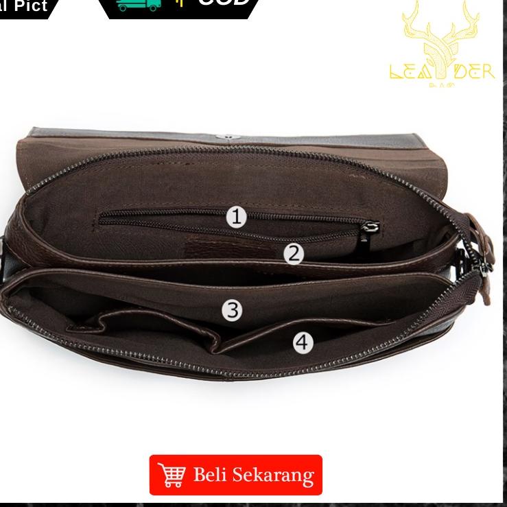 Paling Dicari.. Tas Selempang Kulit Pria Kerja Original Model Terbaru Warna Hitam Dan Coklat Waterpr