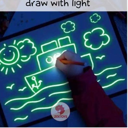 

Terbaik! Zoetoys Draw With Light A4 A3 Papan Tulis Ajaib LED Light | Magic Drawing Glowing Board | Edukasi Anak ✔