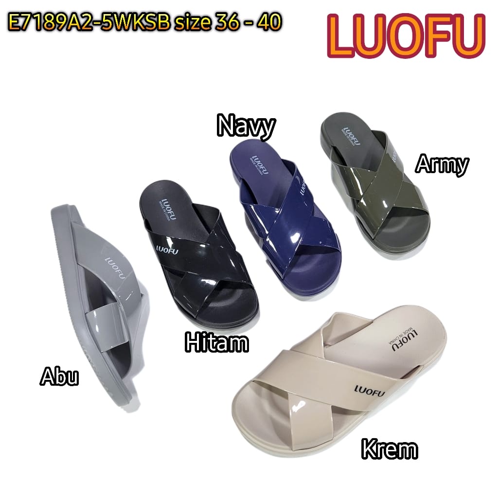 LUOFU ORIGINAL jelly sandal wanita luofu sendal karet cewek selop import E7189A2-5WKSB