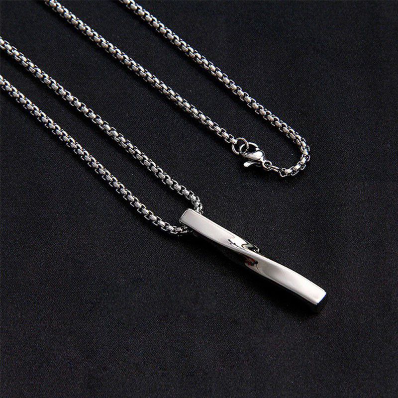 [Bisa COD] Kalung Pria Spiral Hip Hop Silver dan Hitam Titanium Steel Pendant Necklace Man Simple Female Cold Wind Pendant Trendy ACC