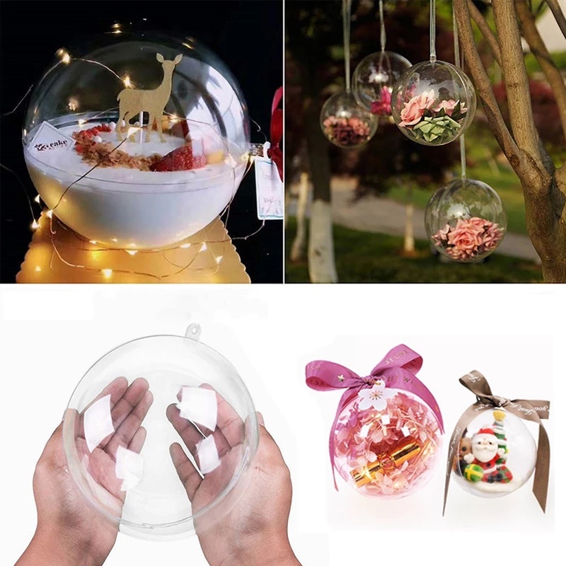 1 Pc 6 Sizes Clear Plastic Refillable Ball Christmas Party Pendant Decoration Products for Christmas Tree