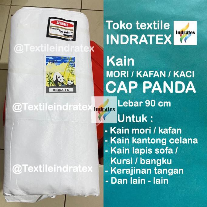 Banting Harga Kain Blacu Belacu Tipis Putih Lb 90Cm Per Roll Cap Panda Craft Kafan - Putih Bersih, 1