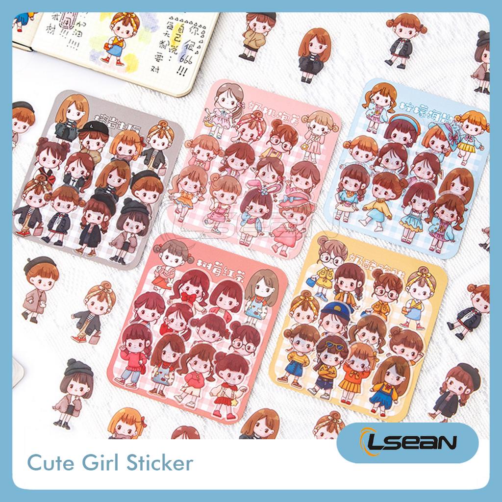 Sticker Lucu Dekorasi Jurnal Case Hp Gelas Cute Girl Cartoon Character