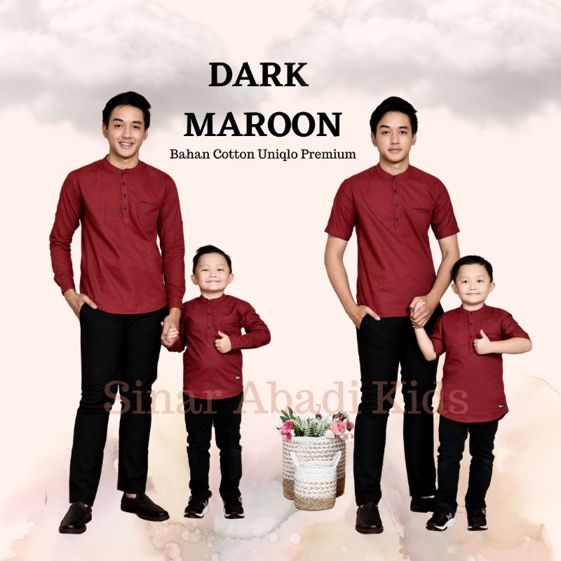 Qurlu - Kemeja Koko Dewasa/Anak warna MAROON (koko couple ayah anak)