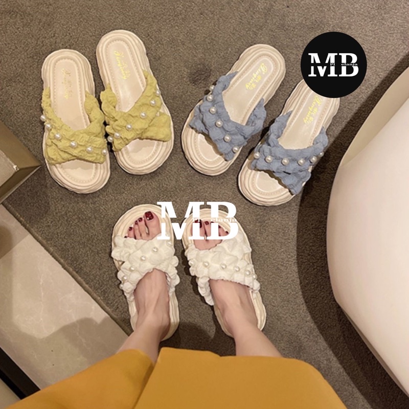 SANDAL JELLY SLIP ON SLOP SILANG MUTIARA KARET IMPORT PVC EMPUK