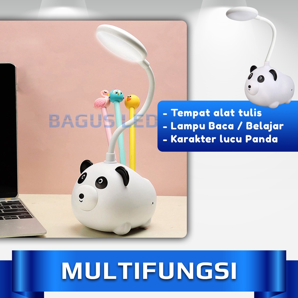 Lampu Belajar LED Meja Baca Fleksibel Lipat USB Karakter Panda