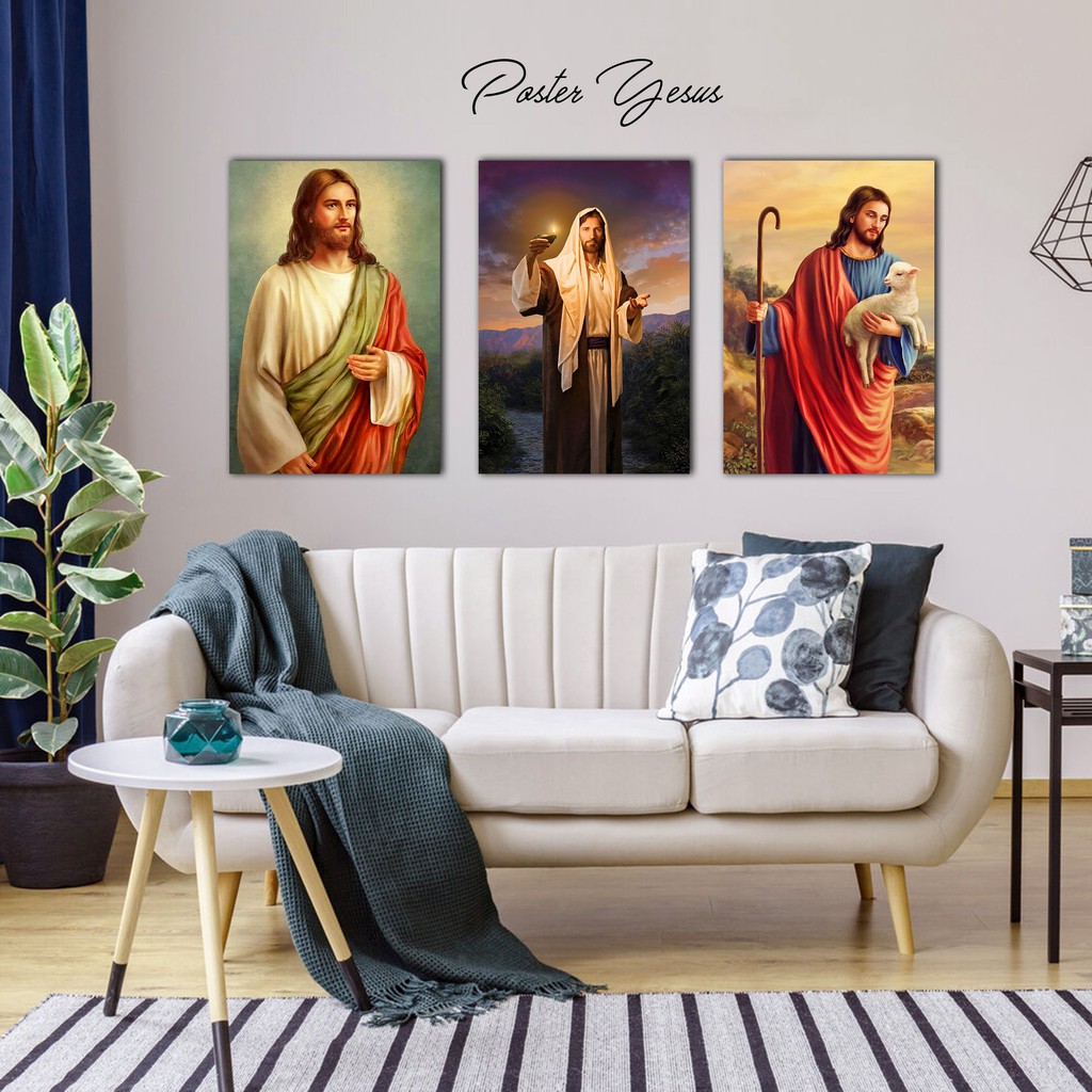 PAJANGAN DINDING POSTER YESUS WALLDECOR POSTER KAYU NASRANI KRISTEN KATOLIK