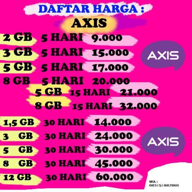 VOUCHER AXIS LOKAL KALIMANTAN, SULAWESI dan SUMATERA
