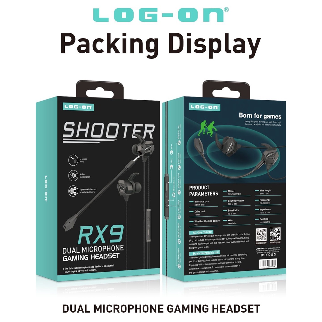 TERBARU !! EDISI LOG-ON SUPPORT GAMERS INDONESIA EARPHONE LOG ON HEADSET GAMER SERI SHOOTER LO-RX9 by sultan