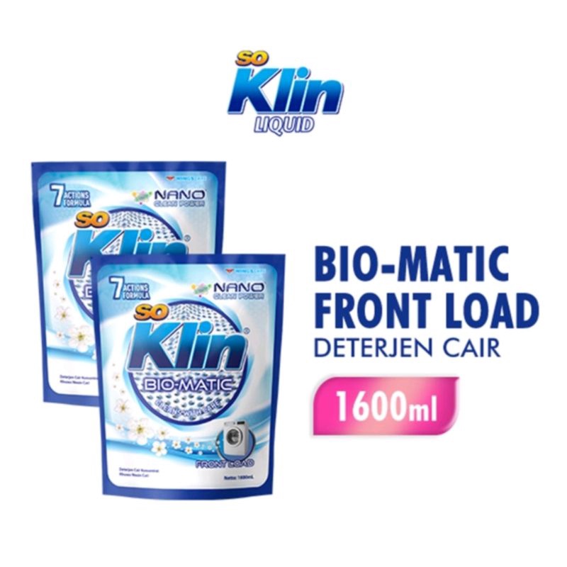 SO KLIN BIO MATIC FRONT LOAD 1600ML DETERJEN CAIR MESIN CUCI PINTU BUKAAN DEPAN