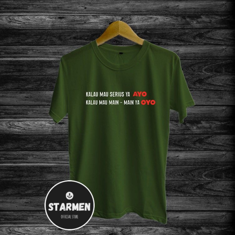 Kaos Distro Pria T-Shirt Motif Kata Kata AYO OYO