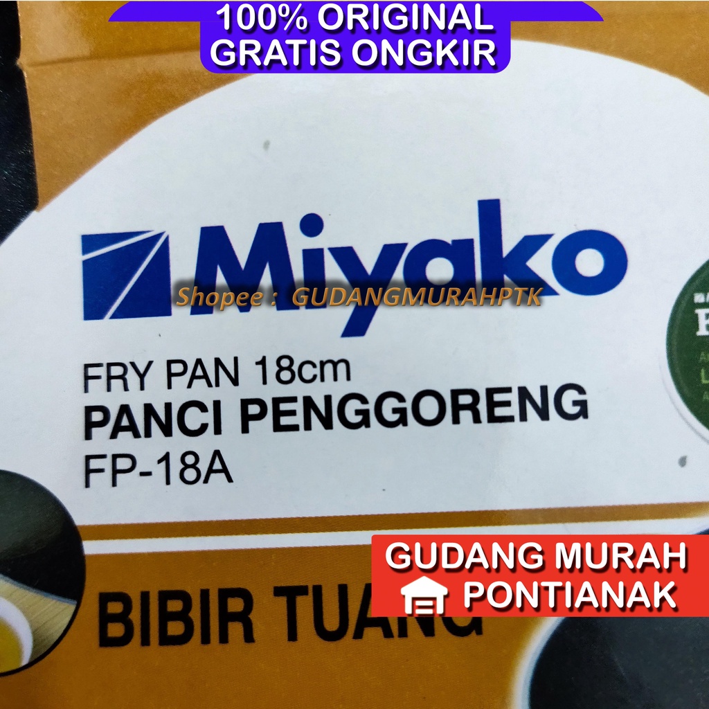 Miyako Panci / Wajan Penggorengan / Fry Pan 18 cm Teflon Anti Lengket FP18A / FP18 A / FP 18A / FP 18 A / FP-18A