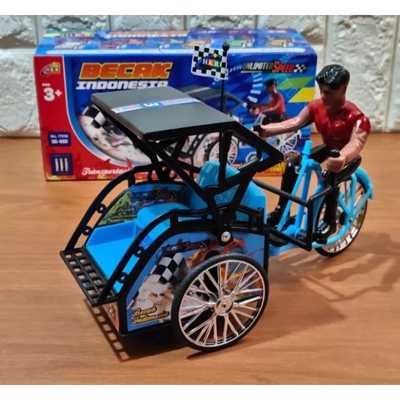 Mainan Becak ELektrik Becak Tradisional / Mainan Becak Musik dan Berlampu / fiyyah toys