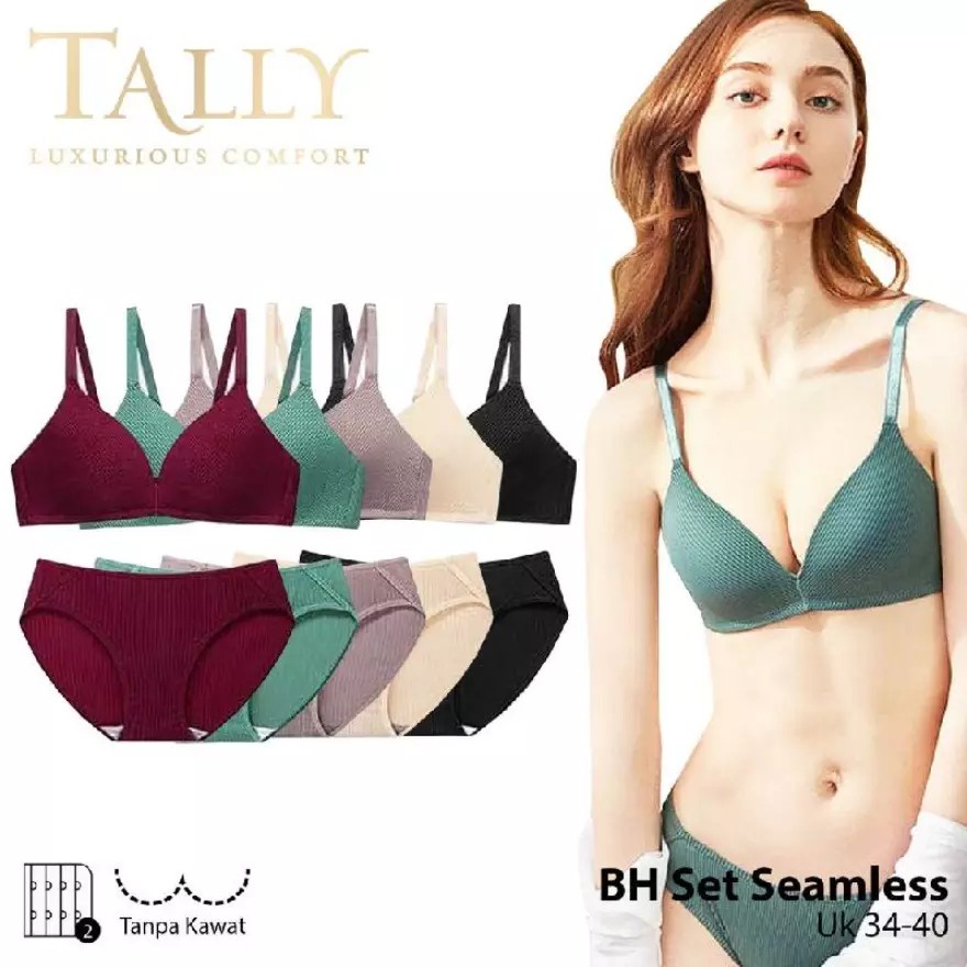 TALLY FANBASE BRA SET CD SEAMLESS 3067 I BUSA TIPIS I TANPA KAWAT I SIZE 34-38 I CUP B BESAR