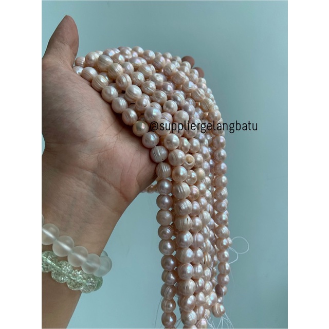 Bahan Mutiara Air Tawar Barok / Baroque LAVENDER 10 x 18mm Bulat pearl