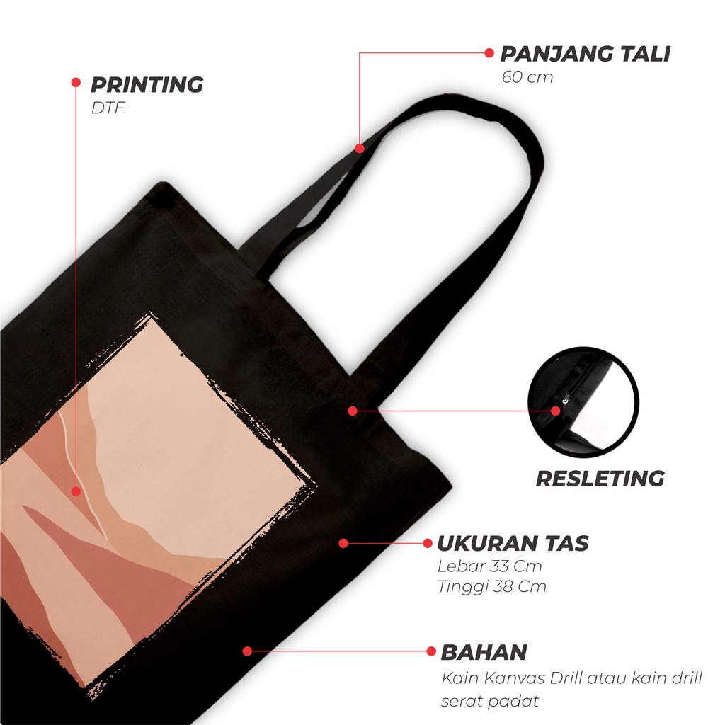 Sevine Tas Wanita Totebag Nordic Tote Bag Resleting Fashion Scandinavian style Black Series Hitam - NGN 4