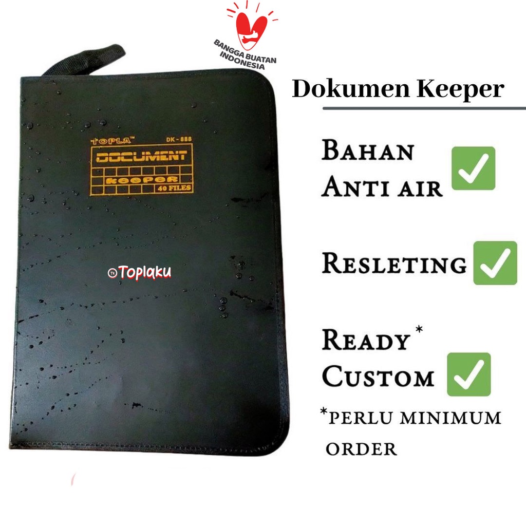 TOPLA Map Ijazah Dokumen Keeper Resleting Anti Air Isi 60 Document Tempat File Berkas Penting Folder