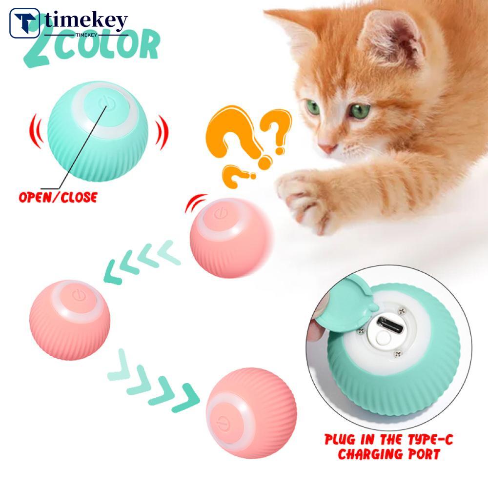 Timekey Mainan Interaktif Kucing Piaraan Bola Elektrik Otomatis J4M1