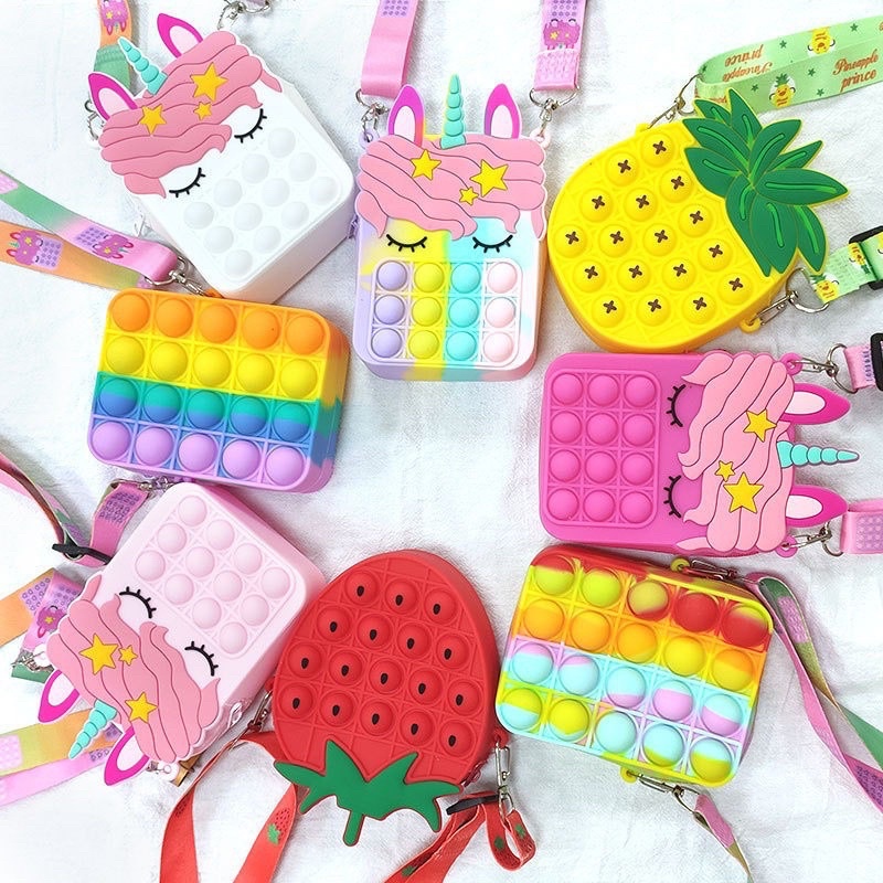 TAS POP IT RAINBOW UNICORN SELEMPANG ANAK SLINGBAG ANAK