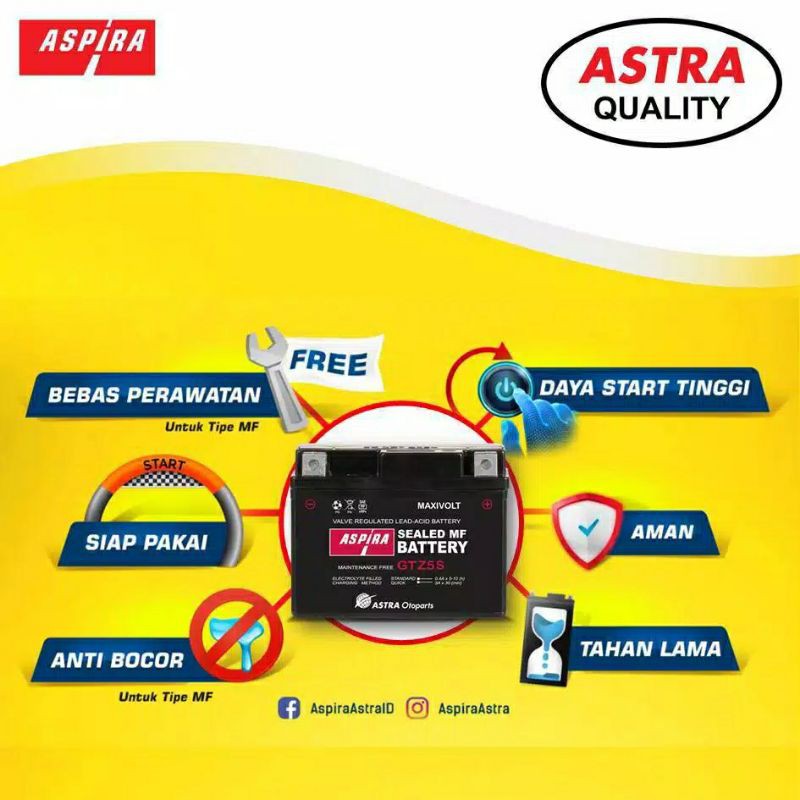 Aki Vario 150 125 GTZ6V Original Aspira ASTRA