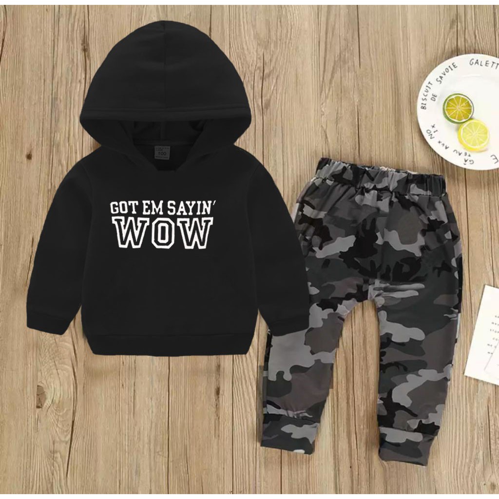 SETELAN HOODIE ANAK-ANAK LAKI LAKI TERBARU HOODIE WOW 1-5 TAHUN SETELAN ANAK LAKI-LAKI HOODIE ANAK