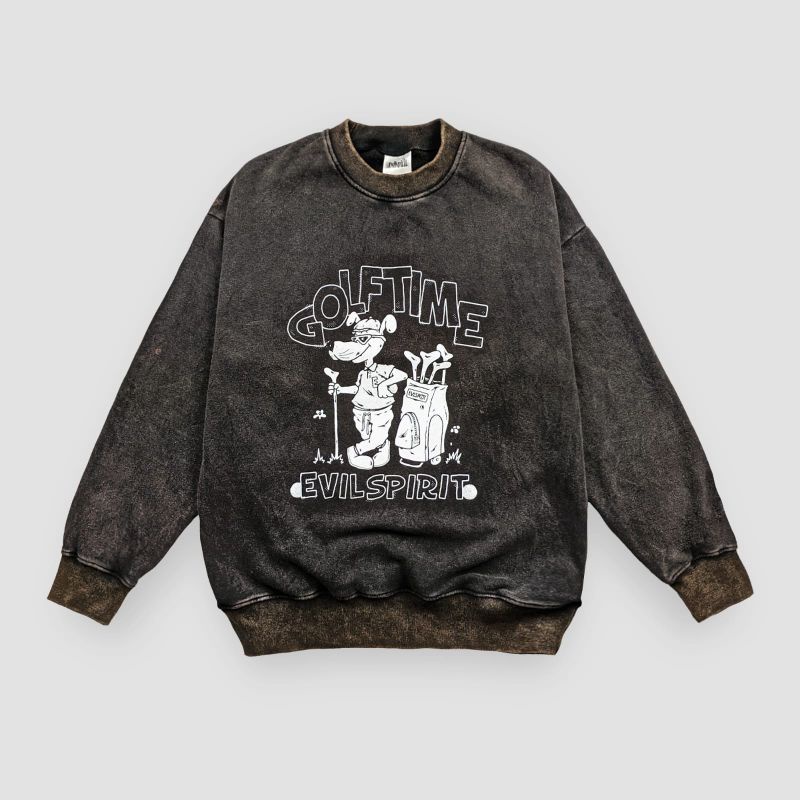 EVILSPIRIT CREWNECK WASHING - GOLFTIME UNISEX