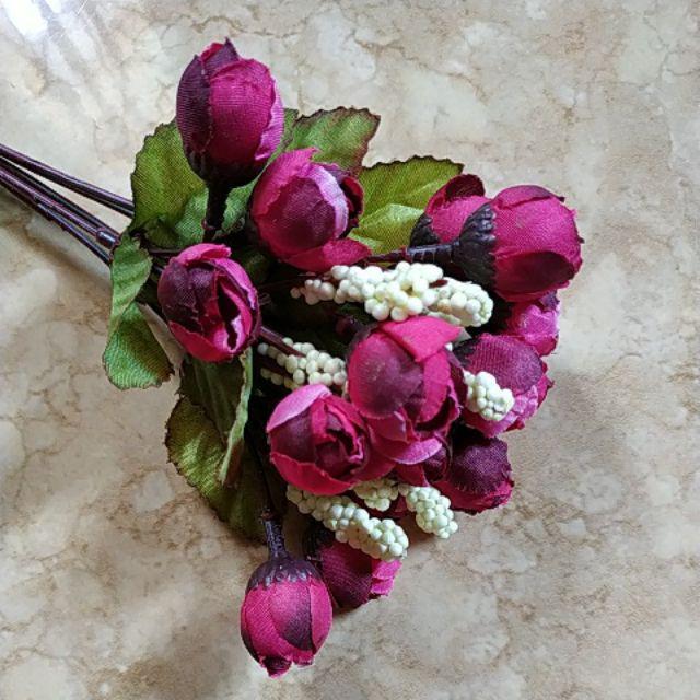 Bunga artificial bunga kuncup BK004, bunga dekorasi / bunga plastik-Magenta