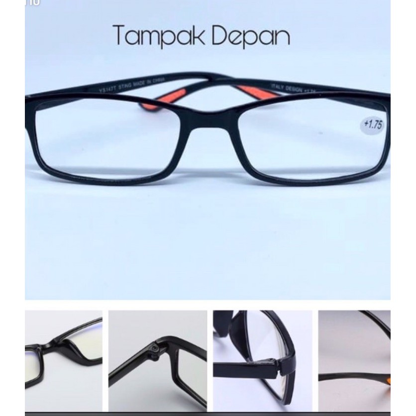 Kaca mata baca Plus 2 Warna/ Kacamata Baca/ Kacamata Plus +1.00, +1.50, +2.00