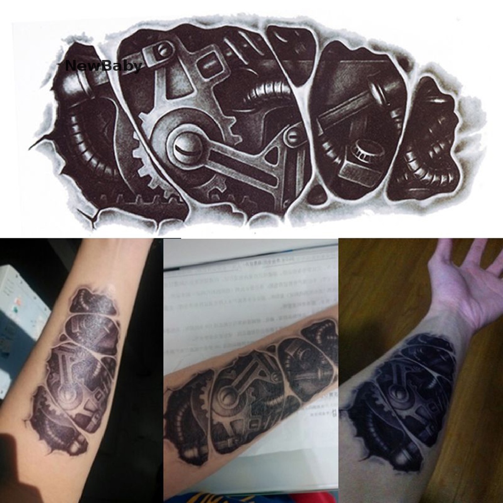 Newbaby Stiker Tattoo Temporer 3D Anti Air Motif Robot Untuk Lengantubuh