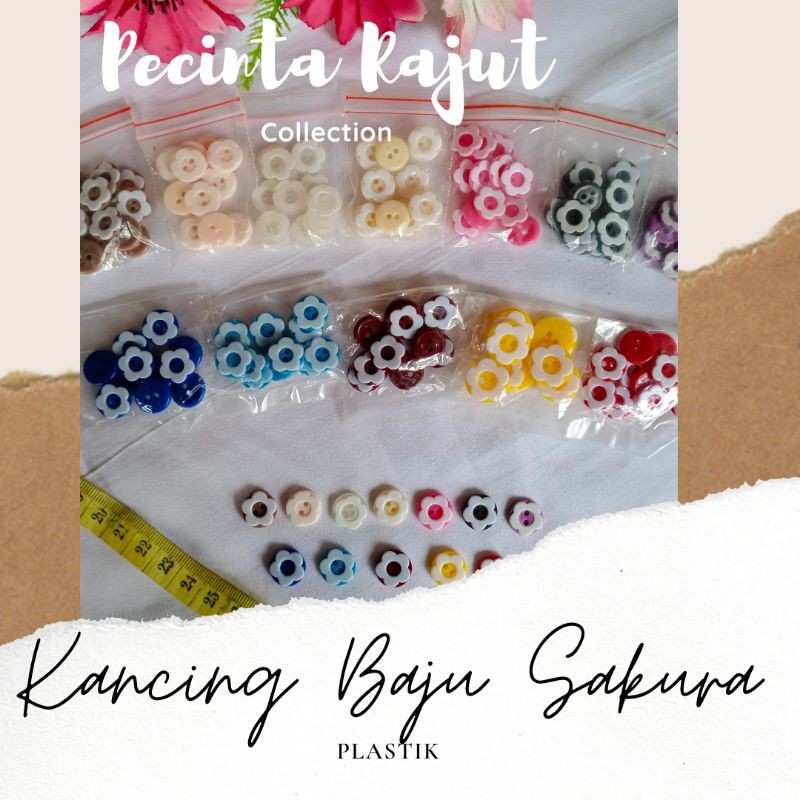 

Kancing bunga sakura grosir 144pcs mix warna