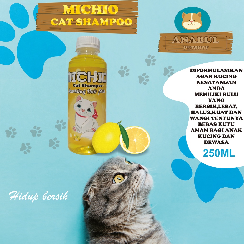 SHAMPOO KUCING &amp; ANJING 250ML MICHIO ANTI JAMUR &amp; KUTU VARIAN STRAWBERRY JERUK APEL-BOTOL EKONOMIS